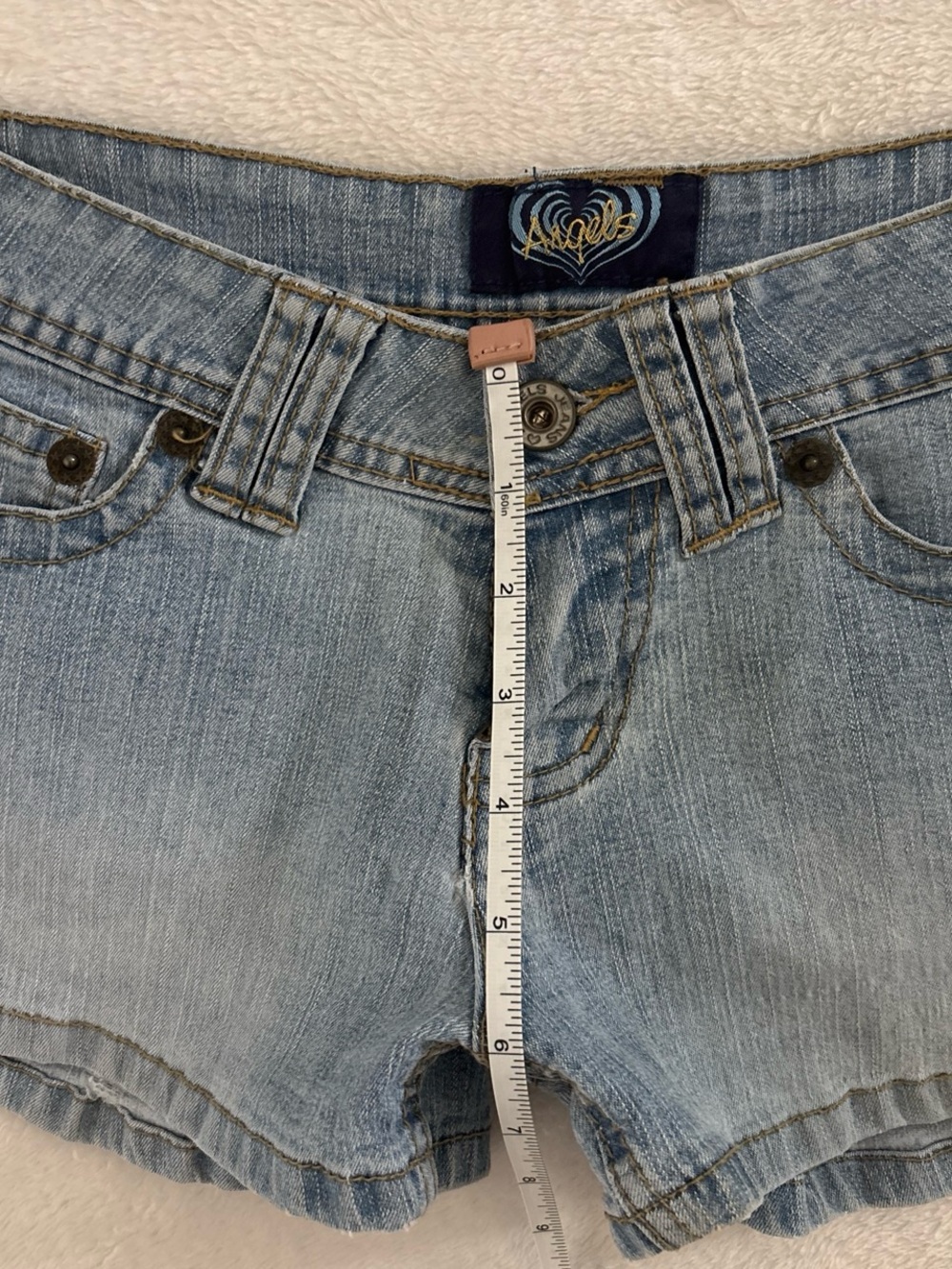 2000s y2k Angels Jeans Light Blue Denim Low-Rise Shorts size 3 - Picture 4 of 6